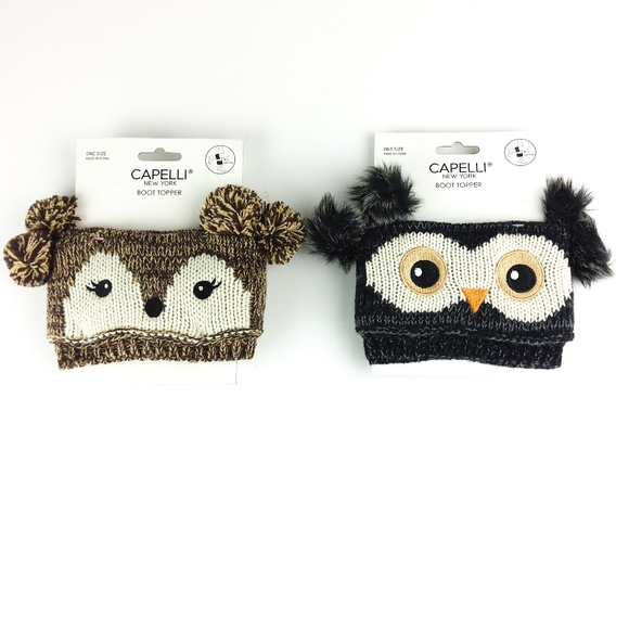 Capelli of New York Accessories - Capelli Fox & Owl Knit Boot Cuffs Bundle